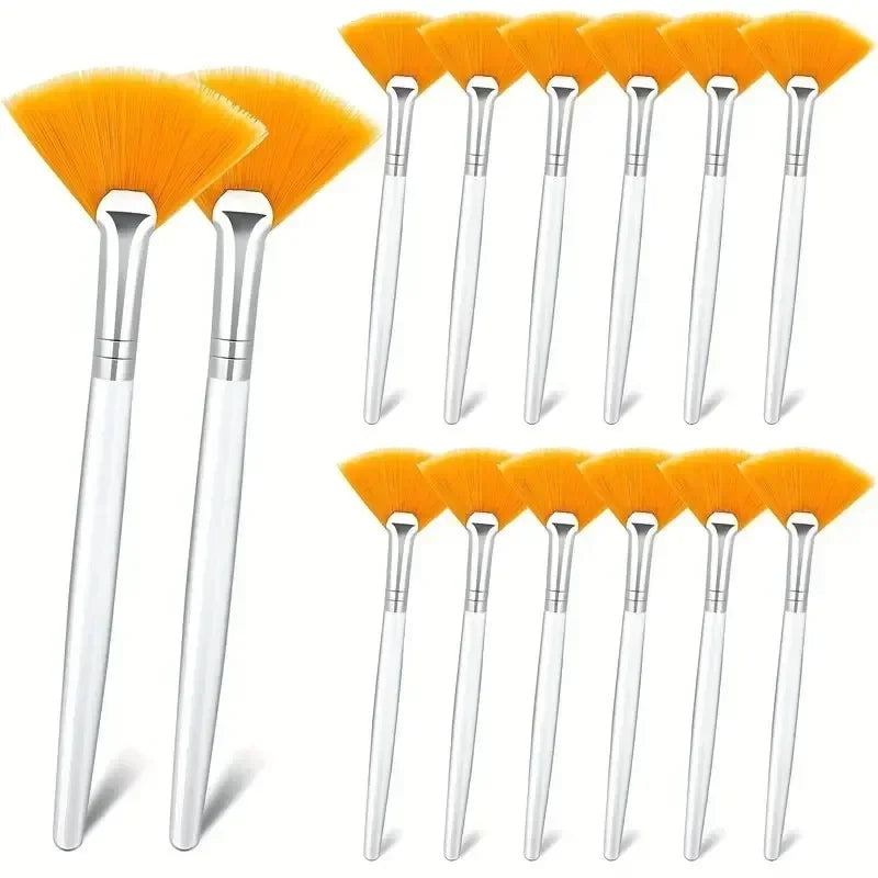 3/6/12pcs Practical Facial Brushes Fan Shape Brush Flat Head Face Mask Applicator Soft Portable Mask Brushes Cosmetic Tools